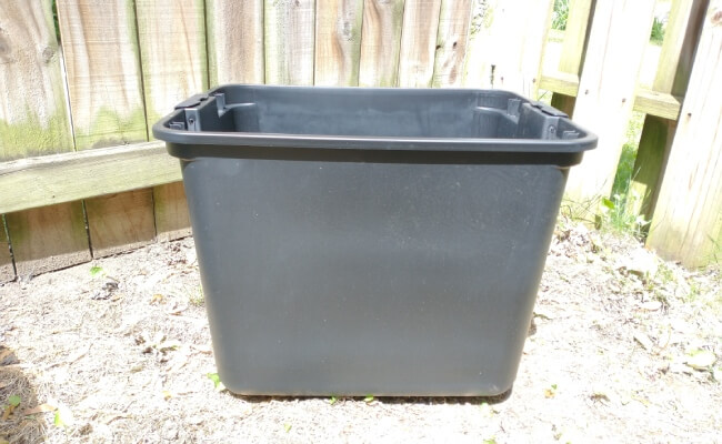20-gallon tote bin for growing pumpkins in containers. 
